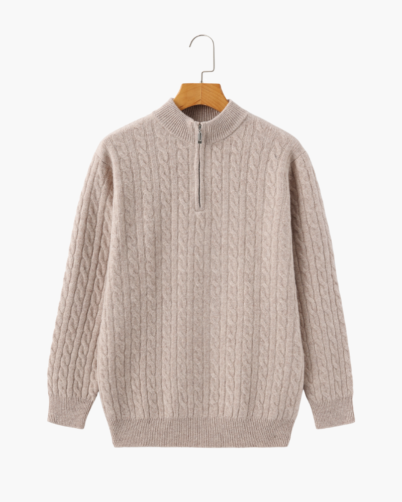 Polo de Cashmere 100% Tejido con Media Cremallera