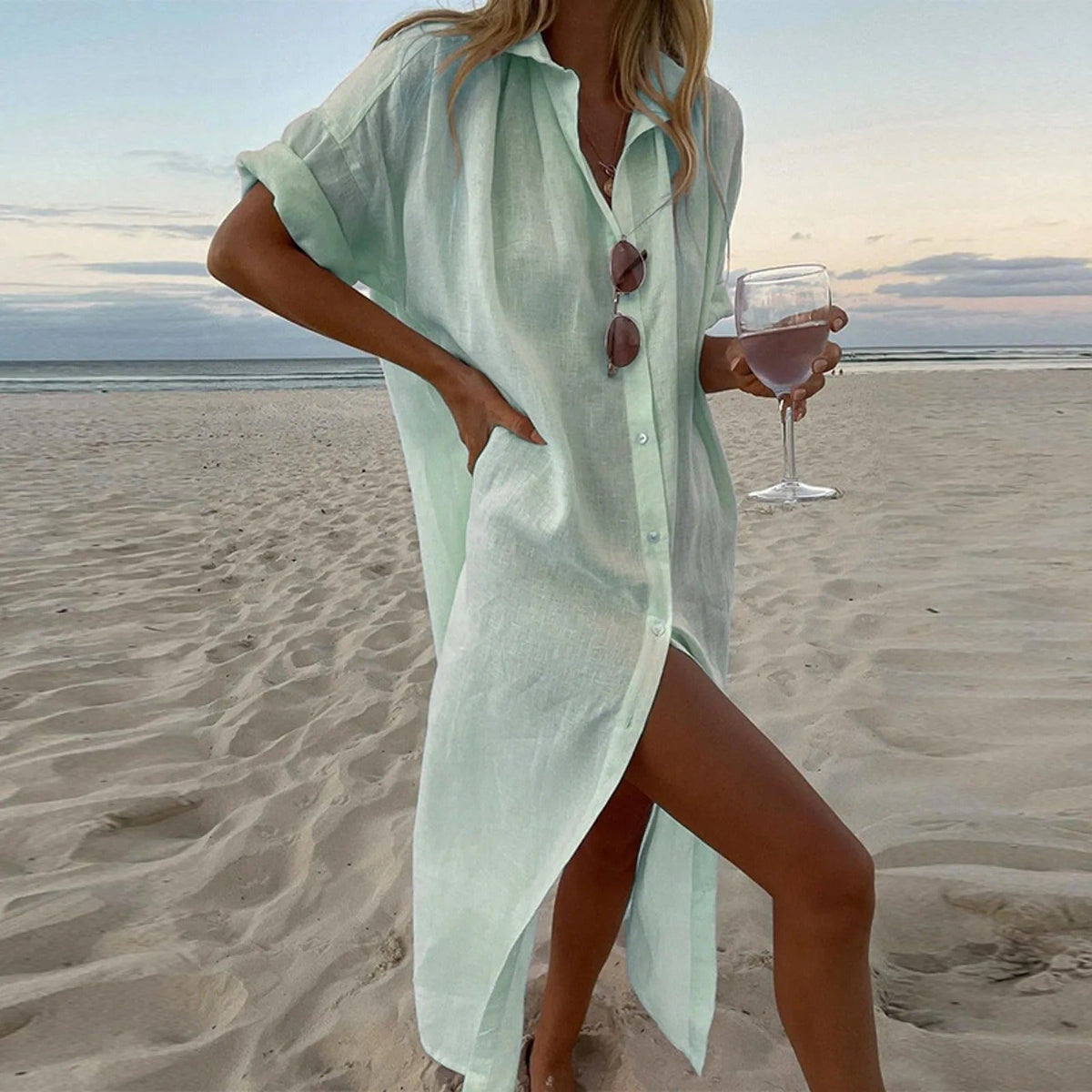 LiviaGrace Sophisticated Long Shirt Dress