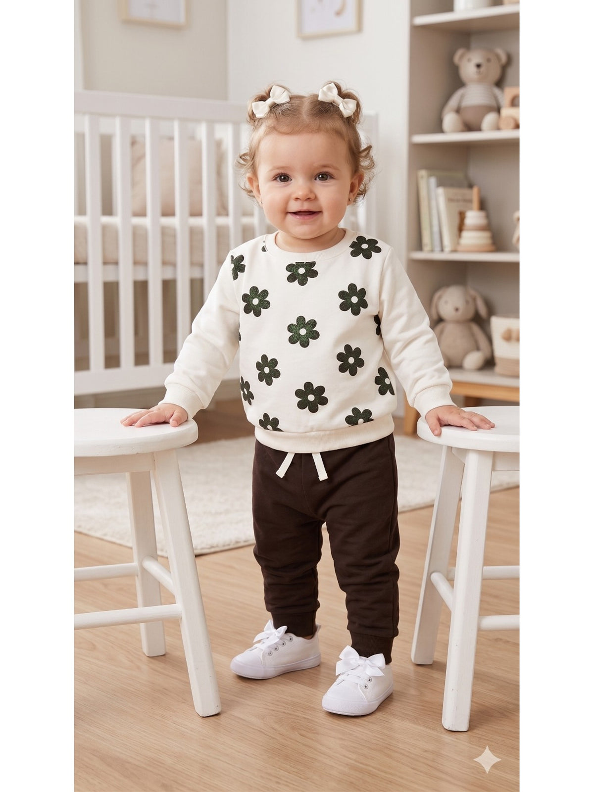 Conjunto Infantil Menina Moletom Peluciado Flores
