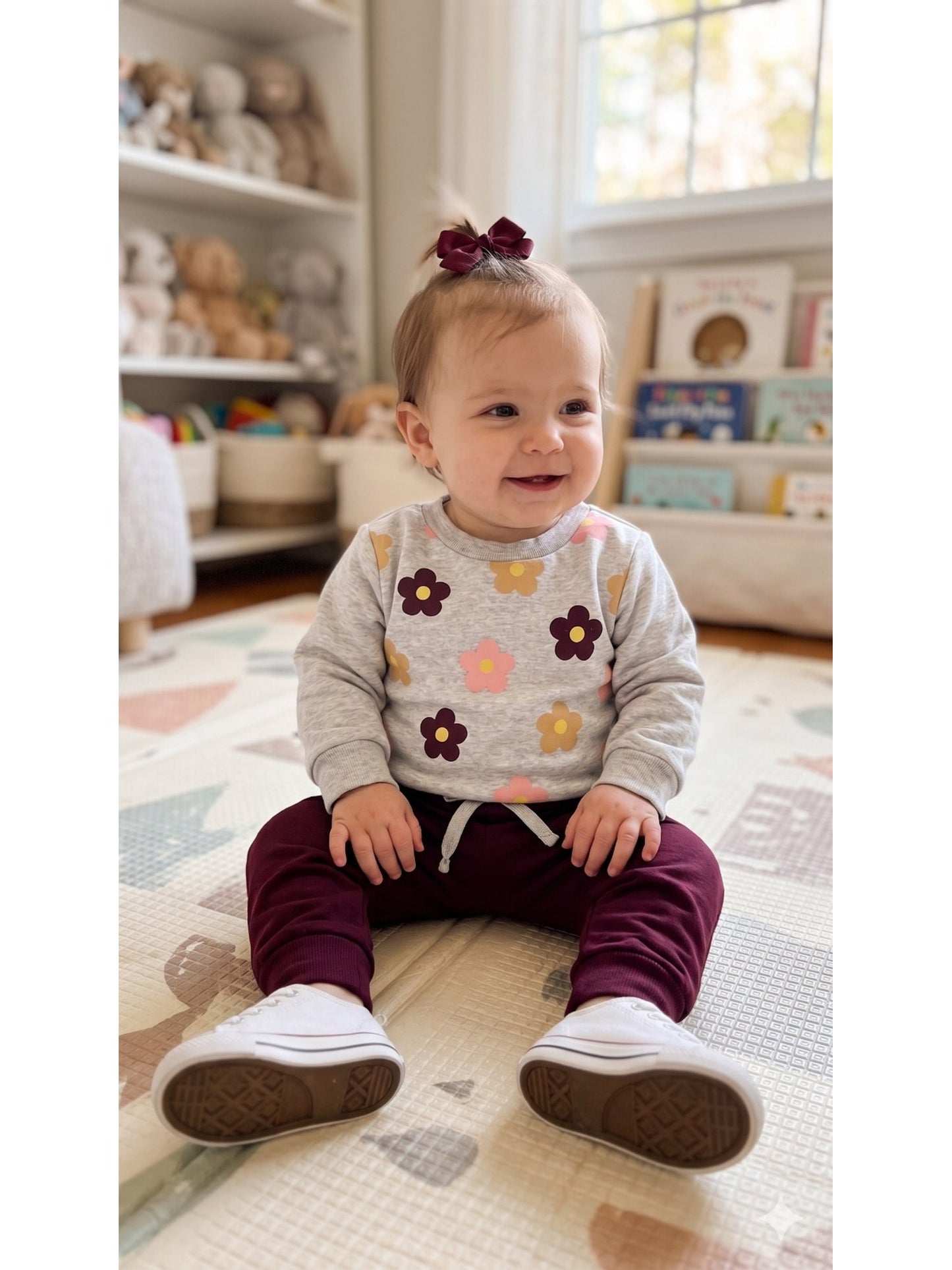 Conjunto Infantil Menina Moletom Peluciado Flores Coloridas