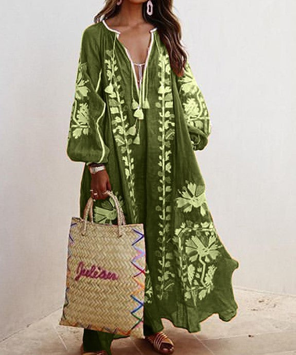 ElizaGrace Elegant Oversized Vintage Print Dresses