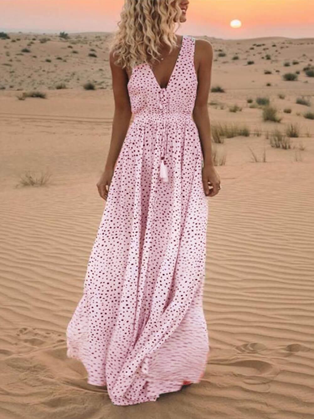 SereneSilhouette Women's Sleeveless Maxi Dress – Elegant Summer Attire