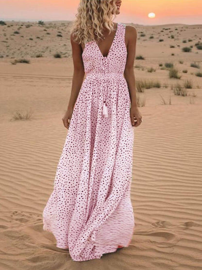 SereneSilhouette Women's Sleeveless Maxi Dress – Elegant Summer Attire
