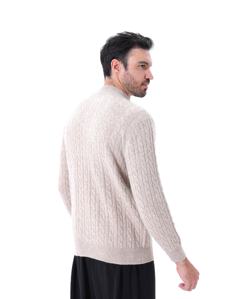 Polo de Cashmere 100% Tejido con Media Cremallera
