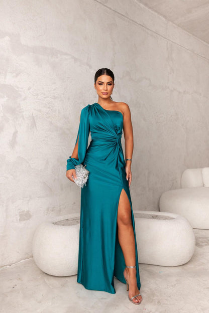 LuxeGala Satin Evening Dress for Timeless Elegance