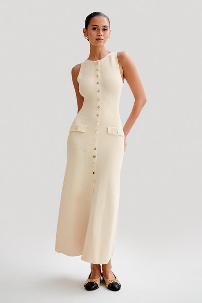 StyleEase Elegant Sleeveless Button-Up Maxi Dress for Women