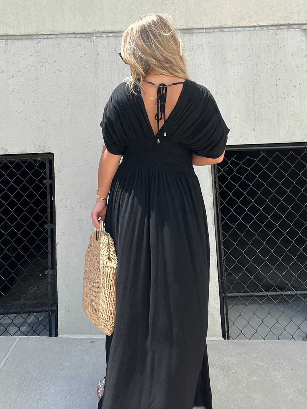 ElegantEase Women's Maxi Dress with Smocked Waist