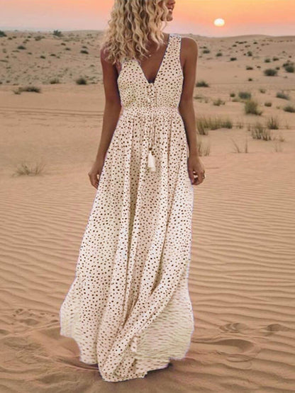 SereneSilhouette Women's Sleeveless Maxi Dress – Elegant Summer Attire