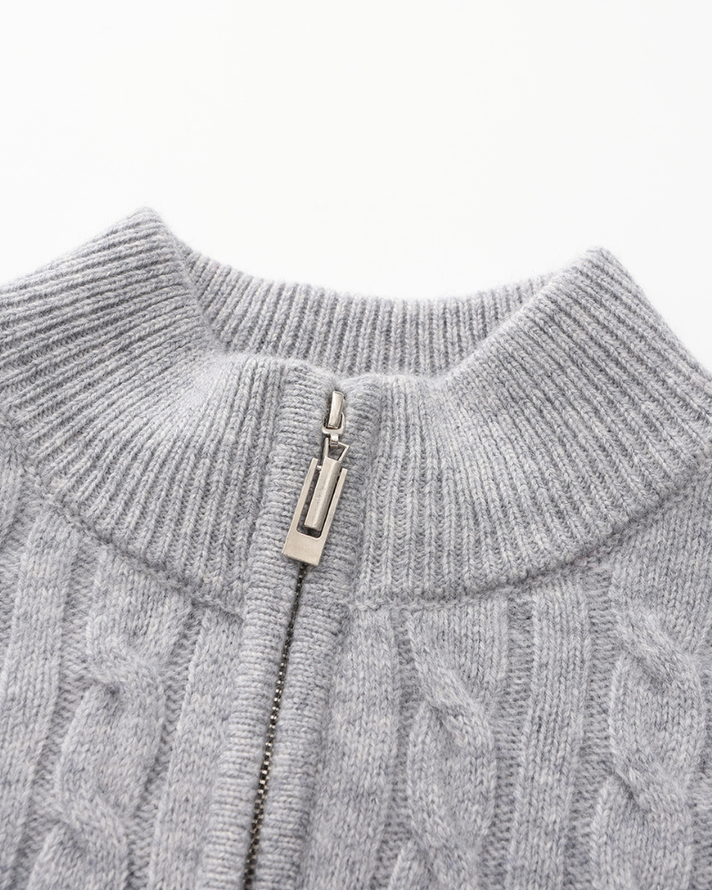 Polo de Cashmere 100% Tejido con Media Cremallera