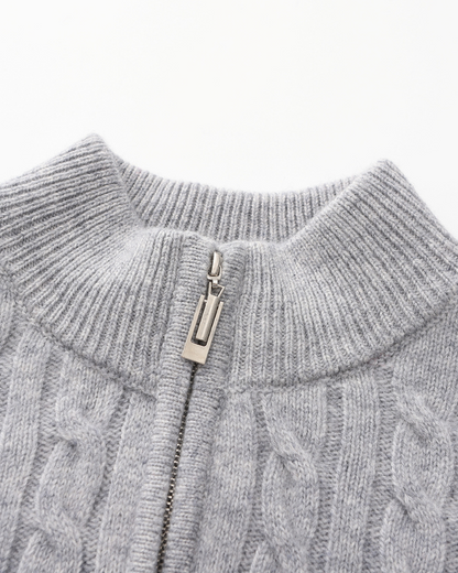 Polo de Cashmere 100% Tejido con Media Cremallera