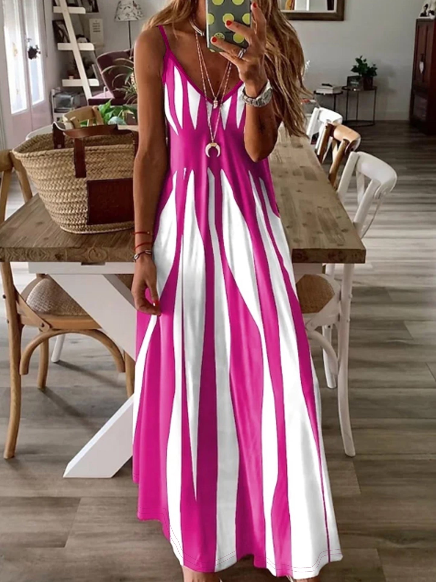SophiaShades Women's Striped Maxi Dress – Effortless Elegance