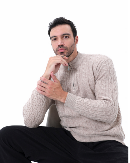 Polo de Cashmere 100% Tejido con Media Cremallera