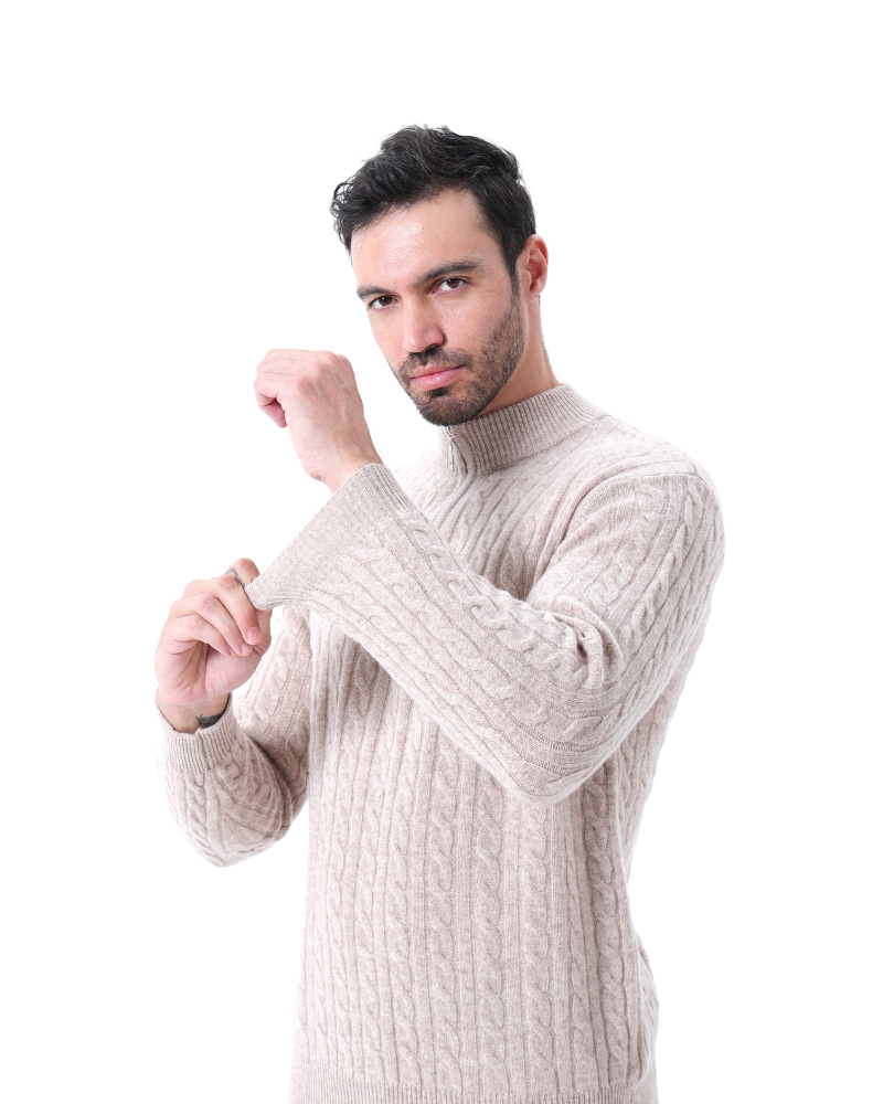 Polo de Cashmere 100% Tejido con Media Cremallera