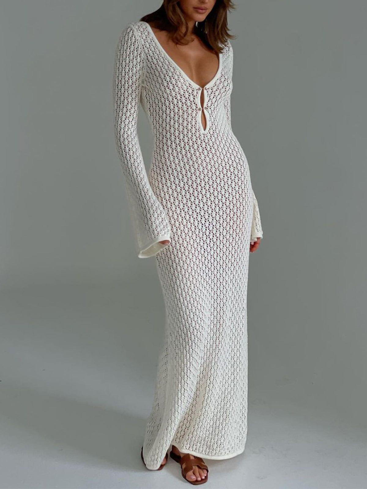 BellaChic Exquisite Crochet Knit Maxi Dress for Women