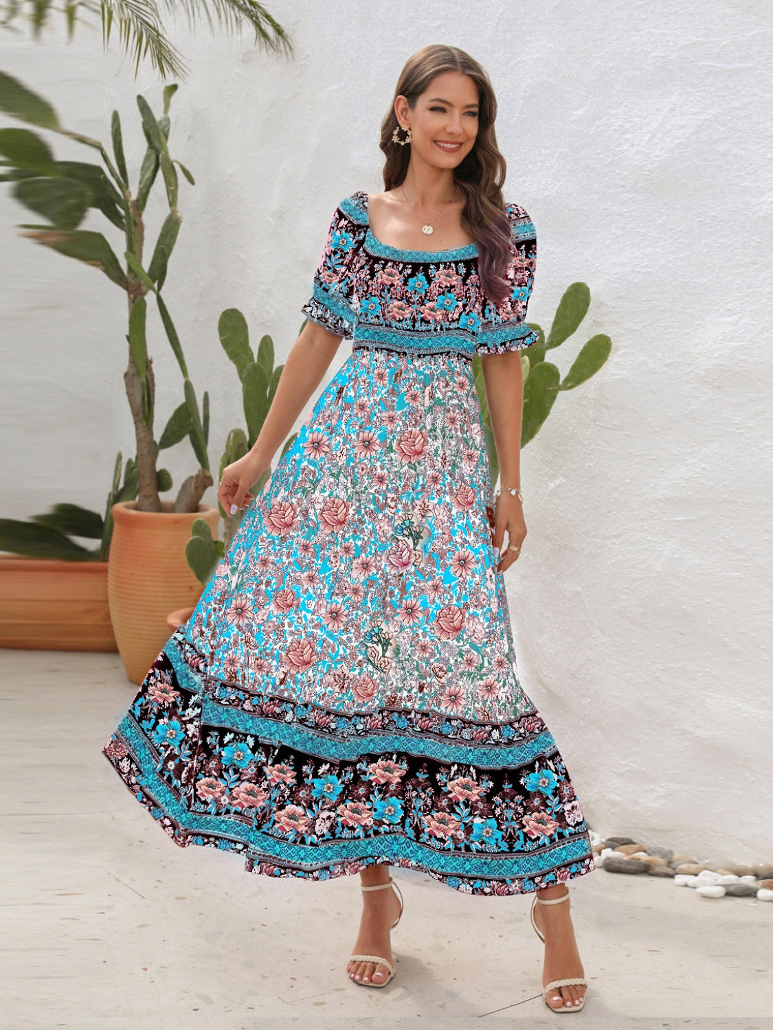 Evelyn's Bohemian Floral Maxi Dress – Lightweight Cotton for Summer