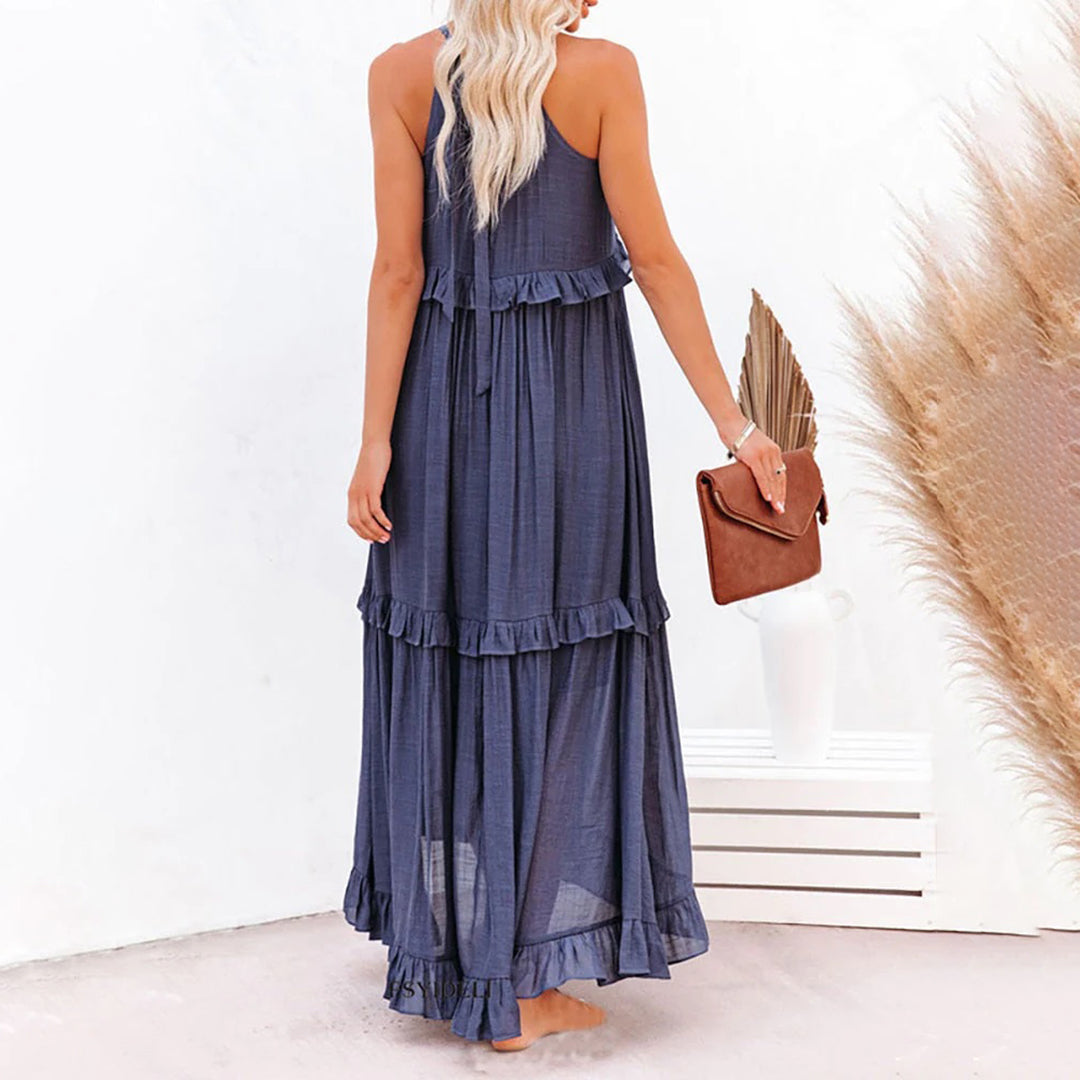 ElleVie Timeless Long Dress – Breathable Cotton Blend for Everyday Wear