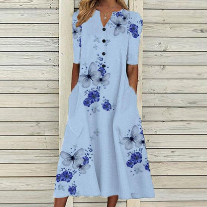 Aurora - Charming Floral Cotton Dress for Summer Sophistication