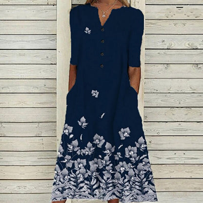Aurora - Charming Floral Cotton Dress for Summer Sophistication