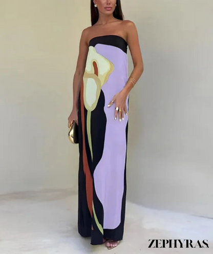 LuxeBreeze Women's Flowy Maxi Dress for Summer Elegance