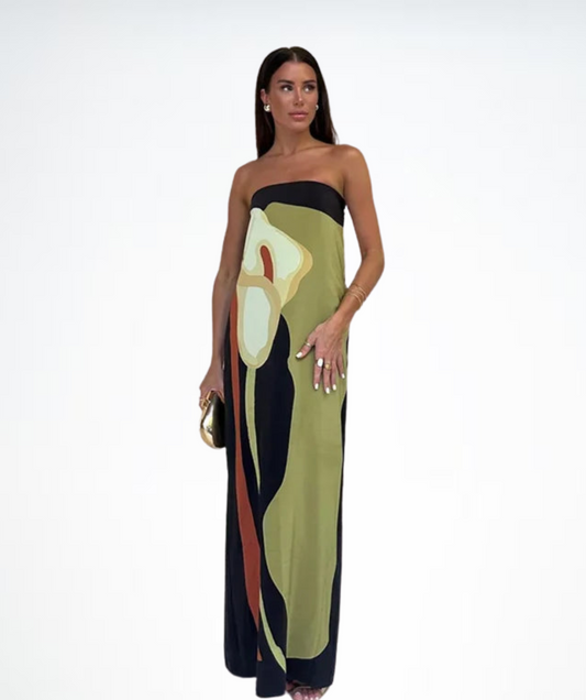 LuxeBreeze Women's Flowy Maxi Dress for Summer Elegance