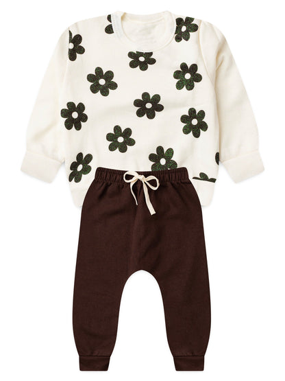 Conjunto Infantil Menina Moletom Peluciado Flores