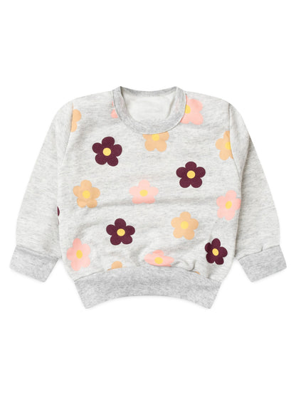 Conjunto Infantil Menina Moletom Peluciado Flores Coloridas