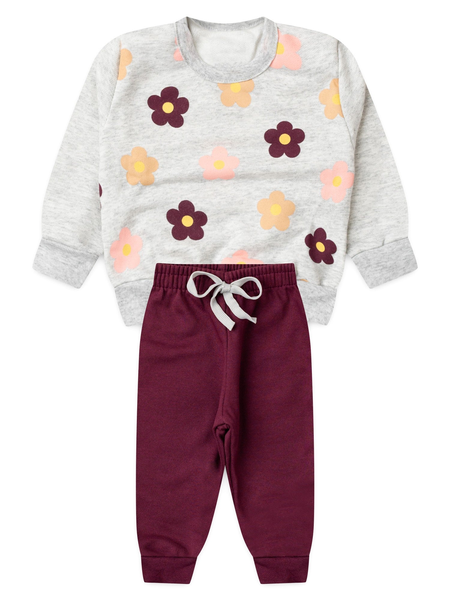 Conjunto Infantil Menina Moletom Peluciado Flores Coloridas