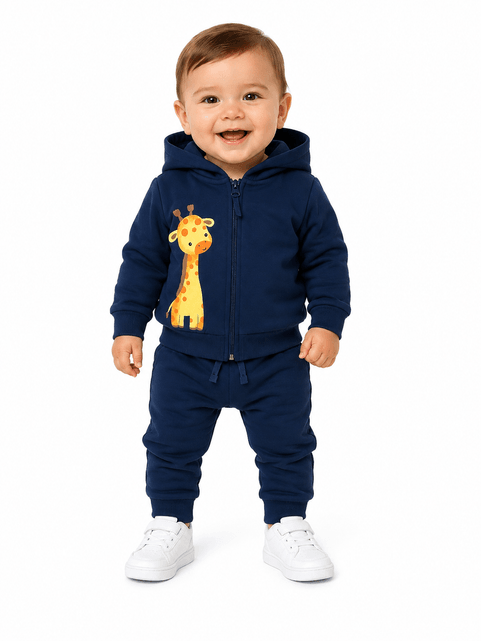 Conjunto Infantil Menino Moletom Peluciado com Capuz  Girafa