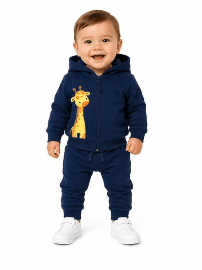 Conjunto Infantil Menino Moletom Peluciado com Capuz  Girafa