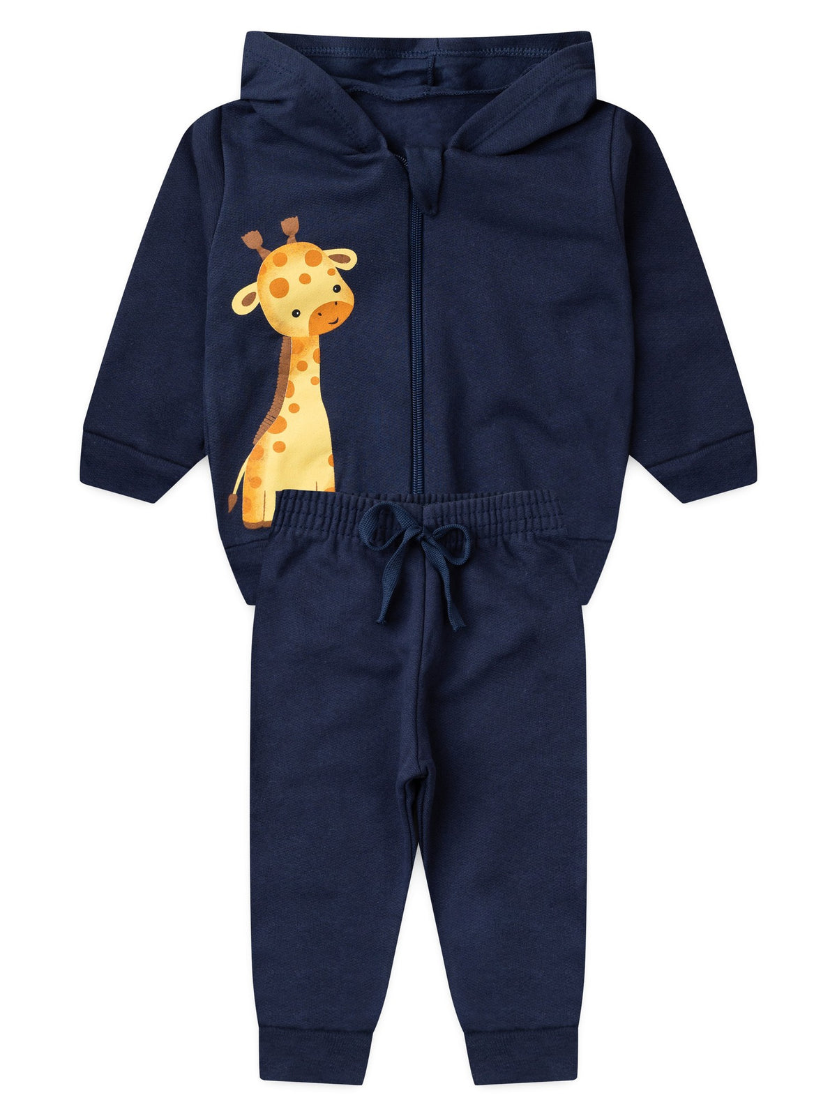 Conjunto Infantil Menino Moletom Peluciado com Capuz  Girafa