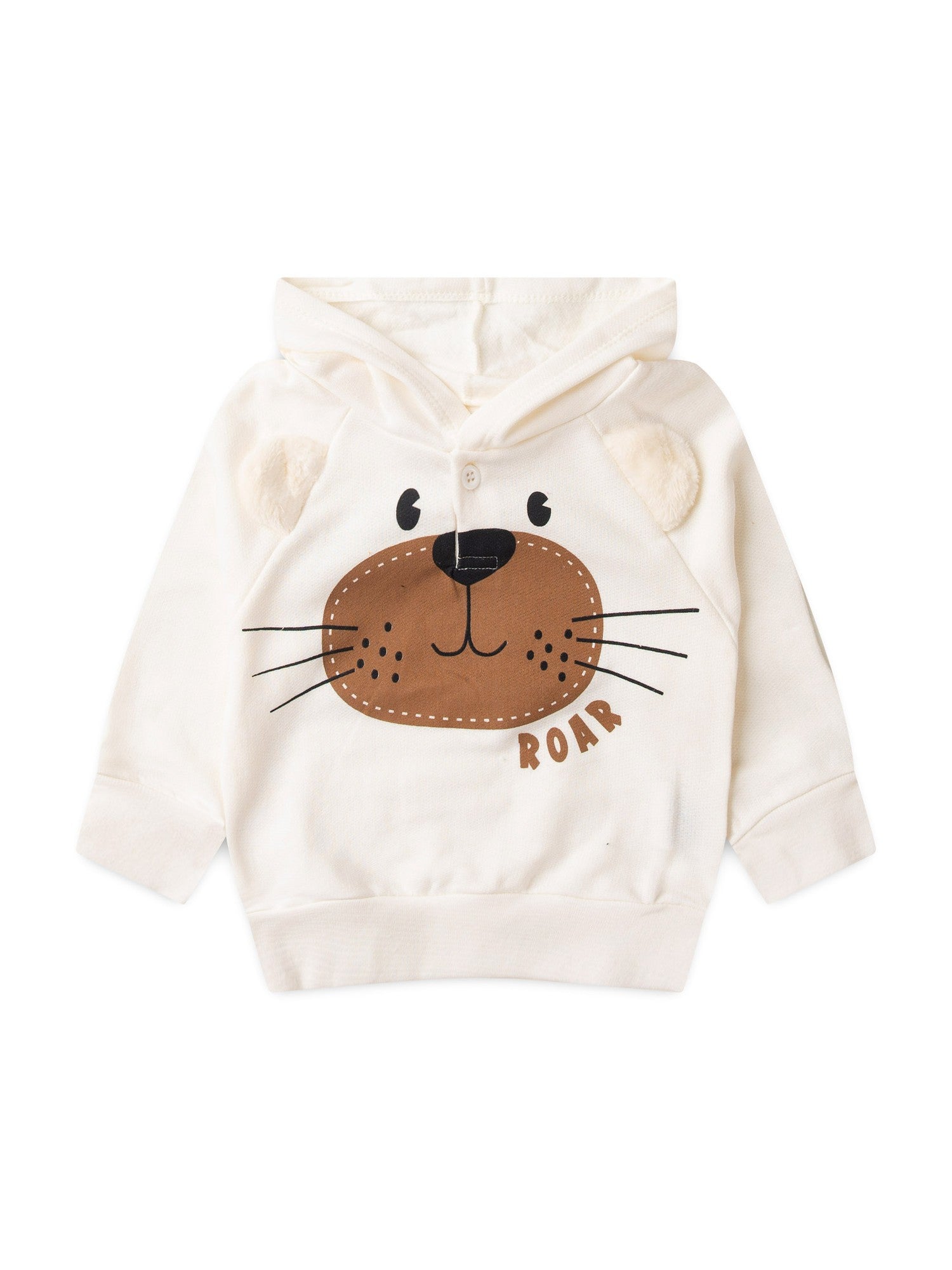 Conjunto Infantil Menino Moletom Peluciado com Capuz Off White