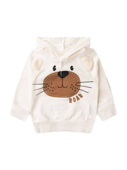 Conjunto Infantil Menino Moletom Peluciado com Capuz Off White