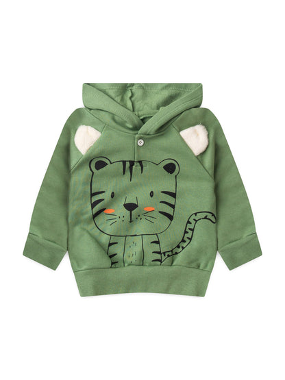 Conjunto Infantil Menino Moletom Peluciado com Capuz Verde Floresta