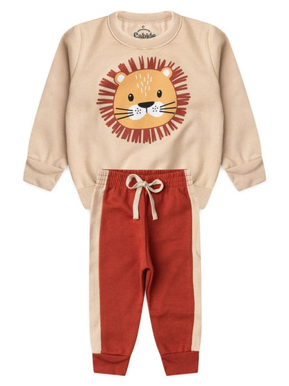 Conjunto Infantil Menino Moletom Peluciado Leãozinho Feliz