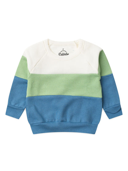 Conjunto Infantil Menino Moletom Peluciado Tricolor Azul