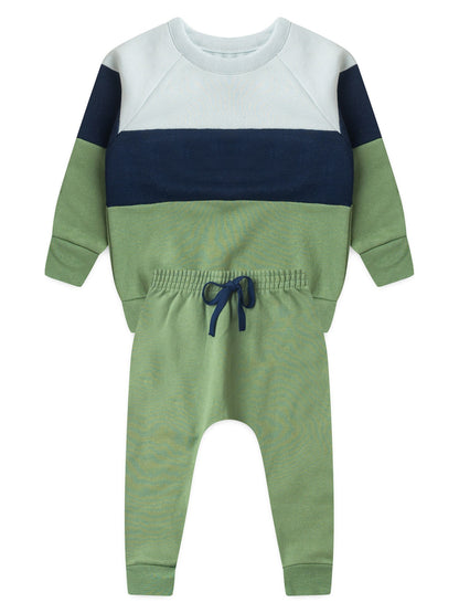Conjunto Infantil Menino Moletom Peluciado Verde Floresta