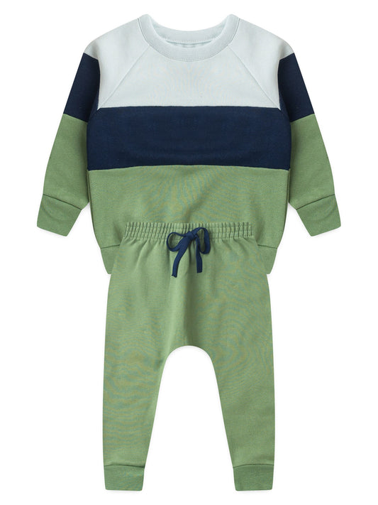 Conjunto Infantil Menino Moletom Peluciado Verde Floresta