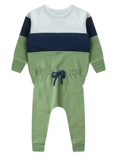 Conjunto Infantil Menino Moletom Peluciado Verde Floresta