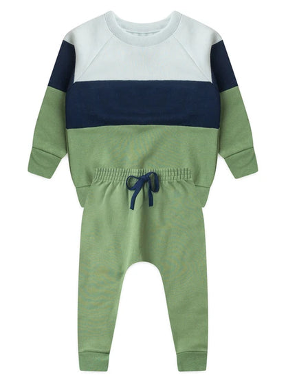 Conjunto Infantil Menino Moletom Peluciado Verde Floresta