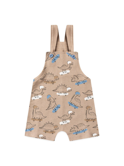 Conjunto Jardineira Bebê Menino Suedine Dino Skateista