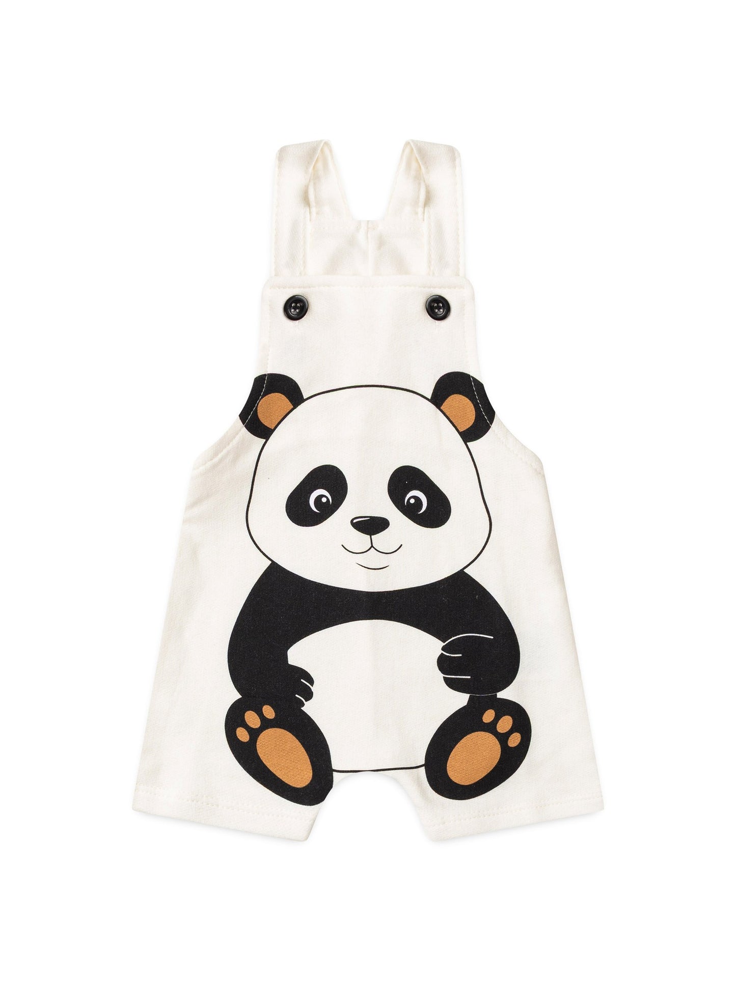 Conjunto Jardineira Bebê Unissex Suedine Panda