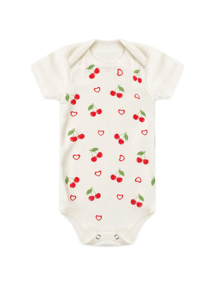 Kit Body Bebê Menina Suedine Cereja