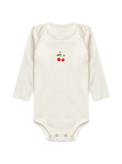 Kit Body Bebê Menina Suedine Cereja