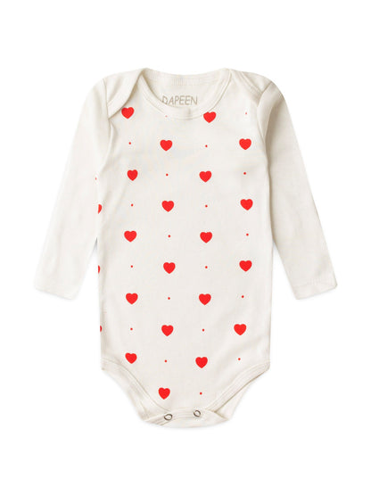 Kit Body Bebê Menina Suedine Coração Off White