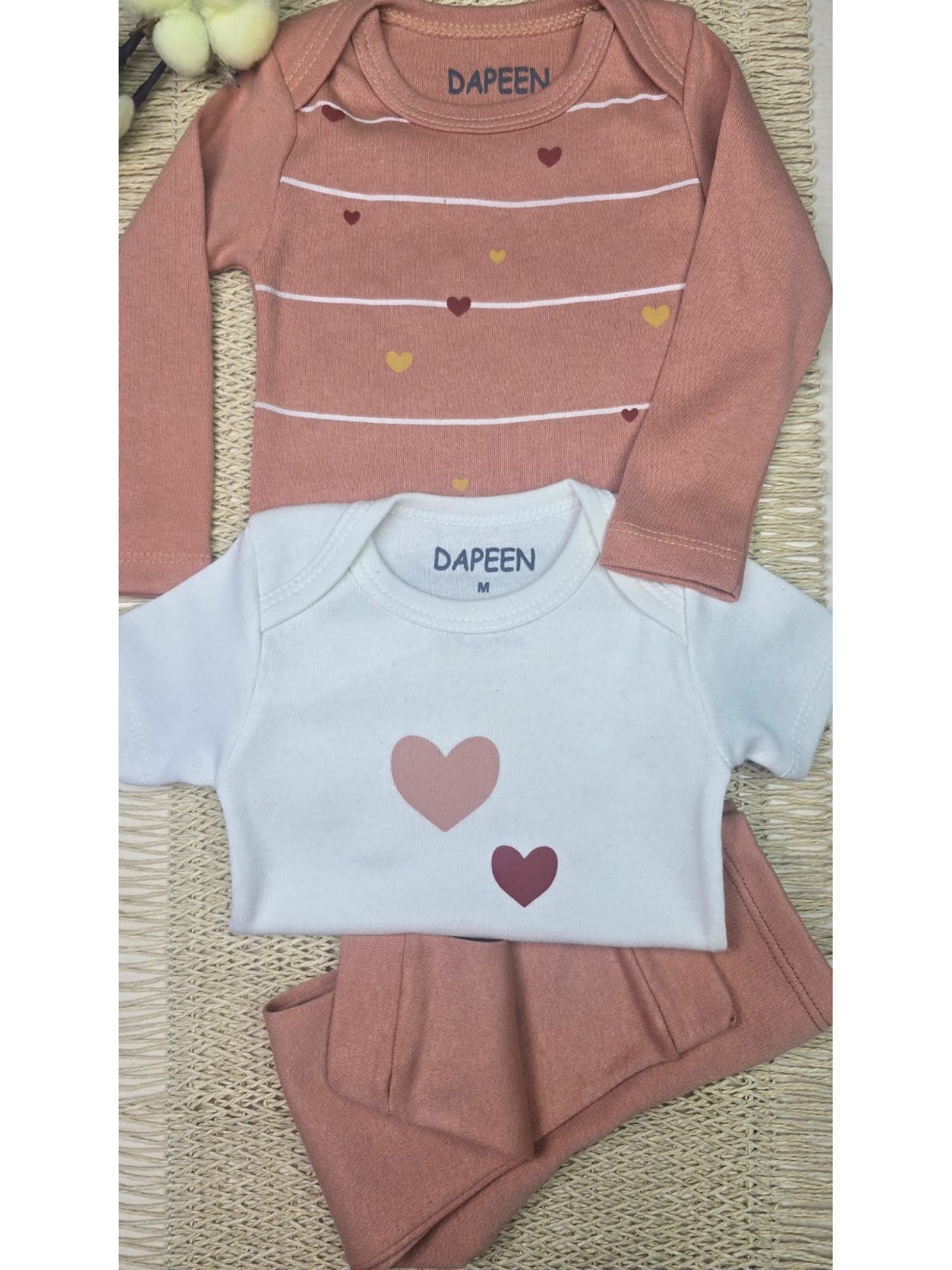 Kit Body Bebê Menina Suedine Corações