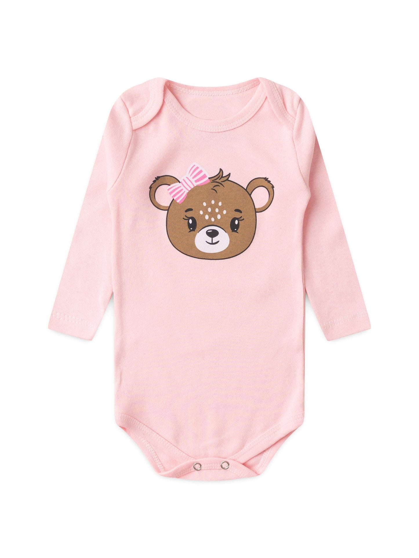 Kit Body Bebê Menina Suedine Ursinha Rosa
